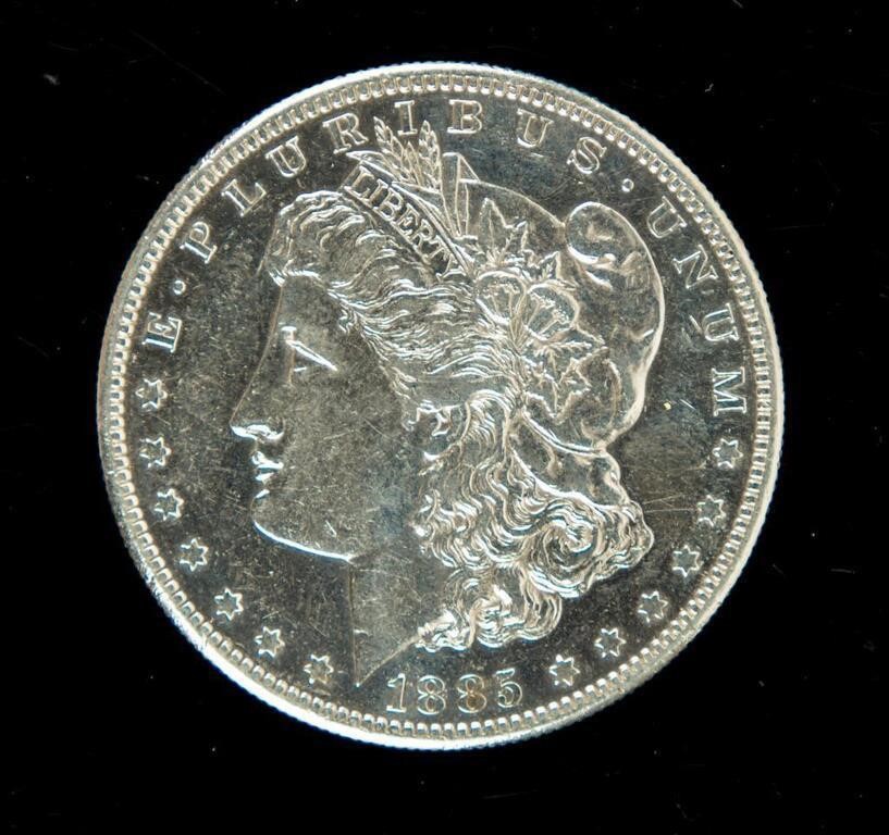 Coin 1885-S Morgan Silver Dollar-XF Cleaned