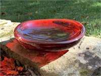 Signed & Numbered  Orrefors Ruby Red Dish 8"