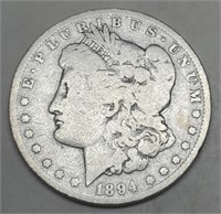 1894-O Morgan Silver Dollar F12 Better Date