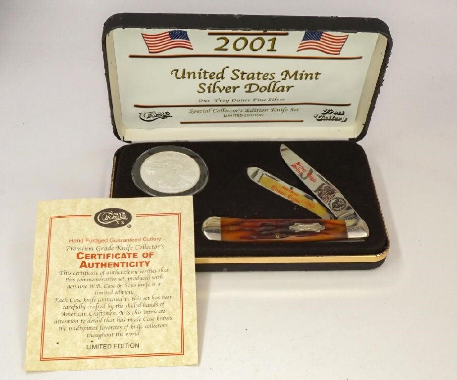 Case 2001 US Mint Silver Eagle knife/Coin set
