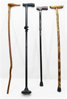 Four Walking Sticks Canes