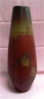 LARGE RED LABEL RED CERAMIC VASE