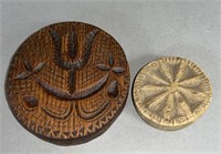 2 carved softwood butter prints ca. 1830; both