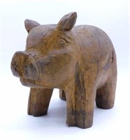 Adorable Carved Wooden Pig.