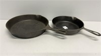 (2) Cast iron skillets, (1) is marked National 8