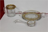 Lot of 3 Gold Rim Glass