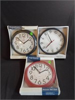 3 Wall Clocks NIB