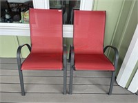 2 Red Outdoor Chairs (back balcony)