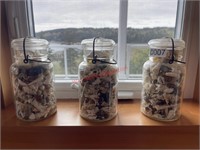 3 Vintage Ball Jars Full of Shells and Marbles