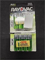 2-8ct rayovac AA rechargeable batteries (display)