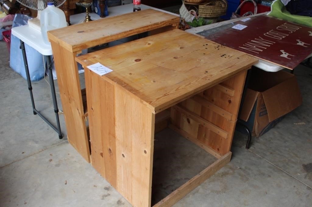 2 HANDMADE WORKBENCH & SHELVING UNIT