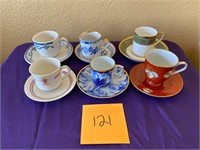 Set of six decorative tea cups and saucers #121