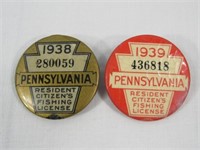 1938-1939 PA. RESIDENT FISHING LICENSES: