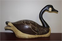 A Large Wooden Duck Decoy