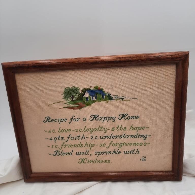 1980 Recipe for a Happy Home Needlepoint Picture