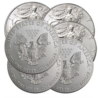 (5) US Silver Eagles- Random Dates