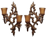 Two Home Interiors Double Candle Sconce