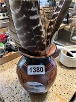 Handmade Southwest Vase w/Inscribed Eagle Head