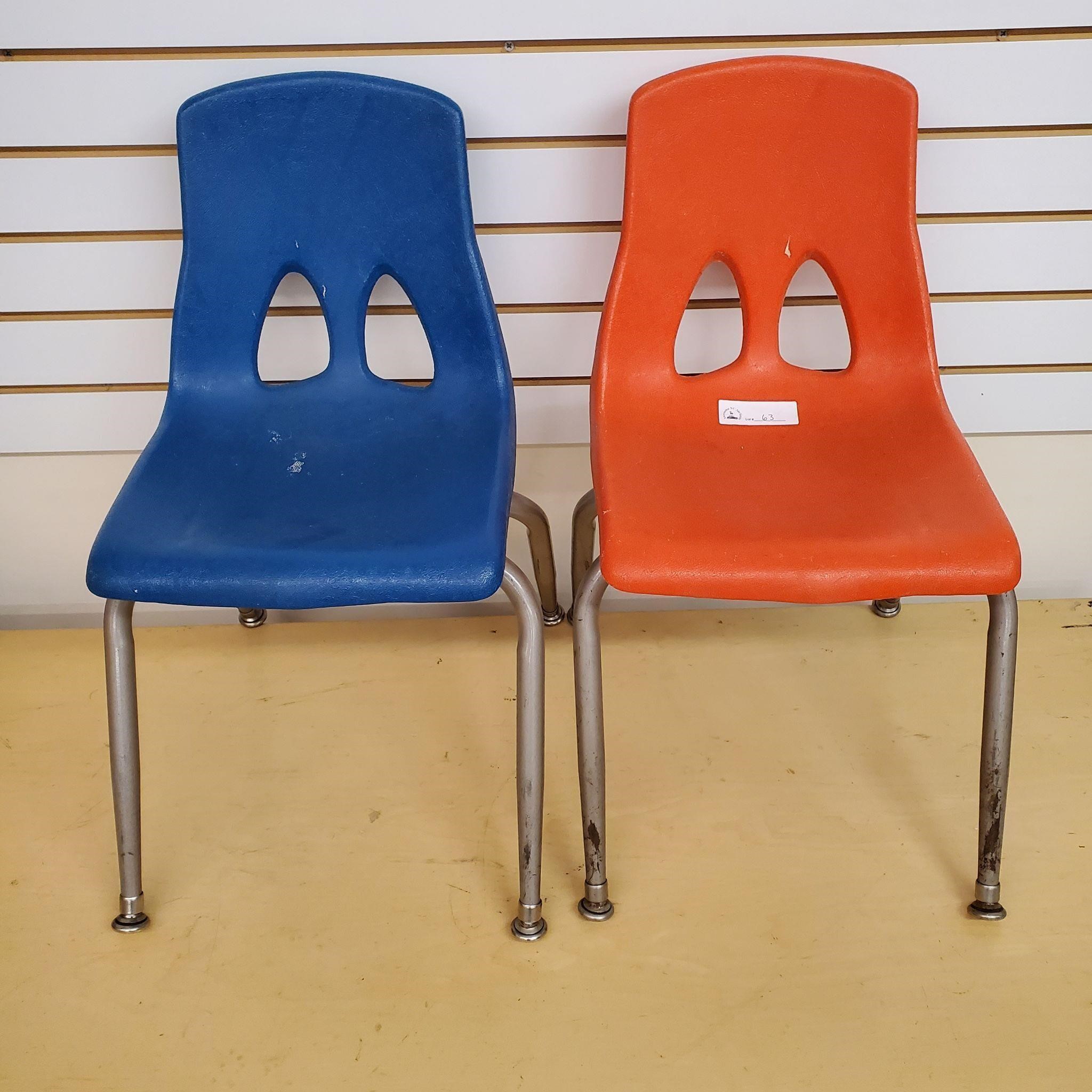 2 Children's Chairs - Orange, Blue