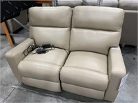 Olympus Beige Leather 2 Seat Reclinable Lounge
