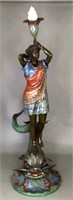 Venetian Blackamoor Bronze Torchiere Woman