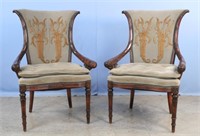 Pair of Carved Regency  Mahogany Fireside Chairs