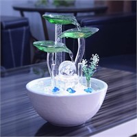 White Ceramic Tabletop Fountain with Ball