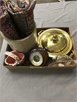 CROCK, GOLD COVERED PAN, MISC DISHES