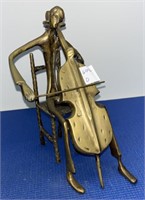 Bronze Style Sculpture Figure Playing Cello 9”