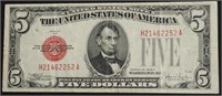 1928 5 DOLLAR RED SEAL VF