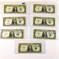 (7) Blue Seal $1 Bills UNCIRCULATED