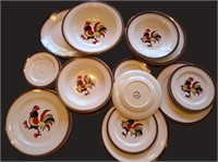 Metlox Poppytrail Red Rooster Dishes (24)