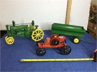 Cast iron John Deer tractor toy.  Metal toy