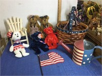 Fourth of July basket, beanie babies and two c