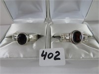 STERLING SILVER GARNET RING & BLUE SAPPHIRE RING