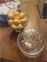 large Vase W/ Lemons & Fruit Cake Dish