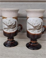 2 Grouse pottery cups