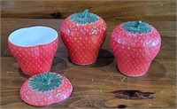 VTG Hazel Atlas Glass Strawberry Jam Jars