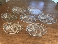 Lot of 7 Vintage Glass Snack Plates & Cups