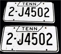 Pair of 1970s TN license plates