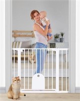 40.6-29.7 Auto Close Baby Gate W/Cat Door