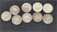 (9) Shield Nickels