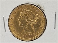 1881 US Coin $5 Gold Coin