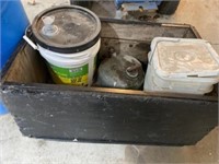 Crate of miscellaneous oil
