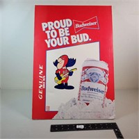 Vintage Budweiser Bud Man Foam Board Poster