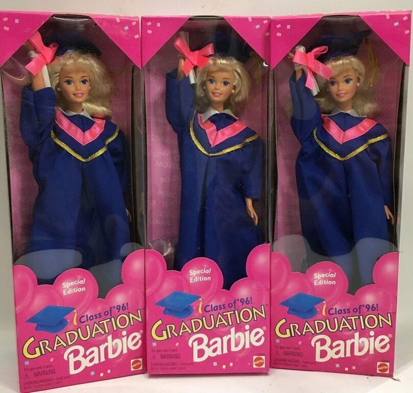Group Of 3 Graduation Class Of '96 Barbies