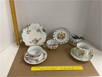 Mustache Cup & Saucer, Cherry China Footed Tea