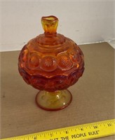 LE Smith Moon & Stars Amberina Footed Candy Dish