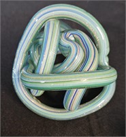 ornemental glass endless knot  blue twisted