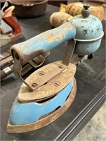 Vintage Blue Enamel Coleman Steam Iron